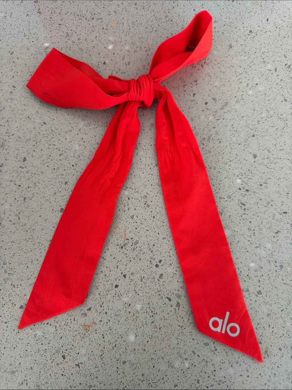 ALO Yoga Kids Red Hair Scarf with Bow and Logo